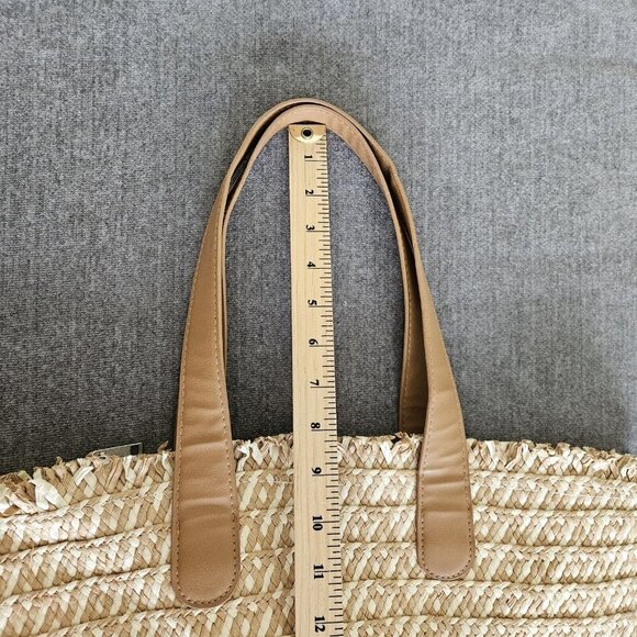 Lulla Collection Straw Paper Tote Bag Beige Double Handle Summer Beach Coastal - Picture 7 of 16